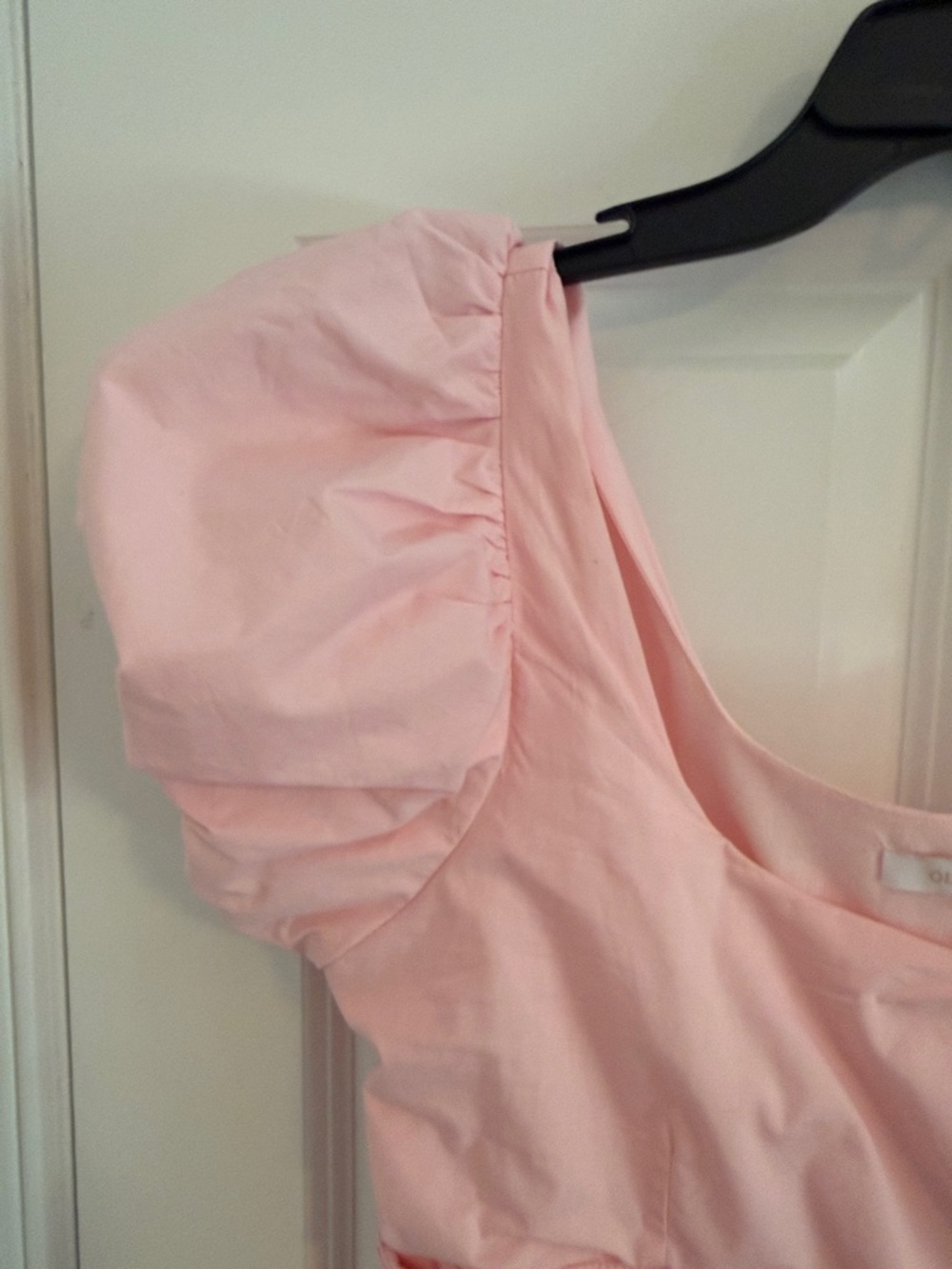 Olivaceous Pink Puff Sleeve Tiered Mini Dress with Waist Tie Small - Picture 5 of 12
